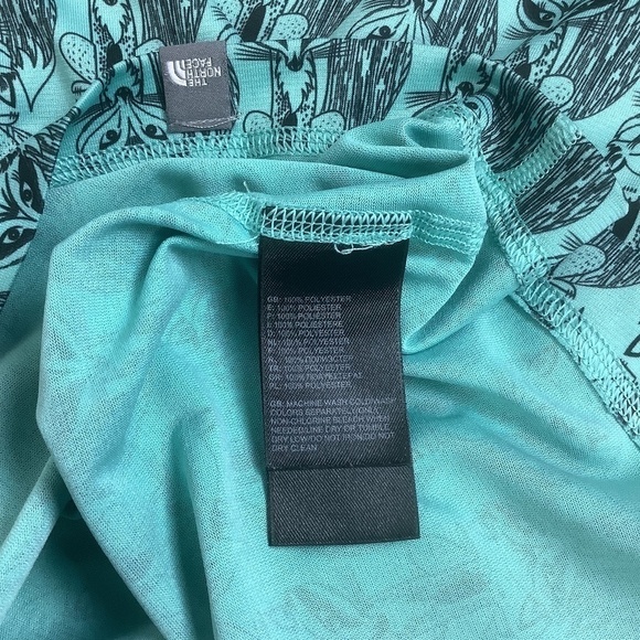 North Face Women's Base Layer Fox Print Long Sleeve Snap Button Teal Shi… - Picture 9 of 11
